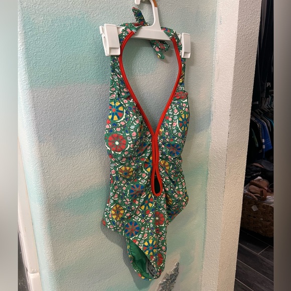 NWT Rhode Zinnia Floral Print Halter High Leg Cheeky One Piece Swimsuit - Picture 10 of 15